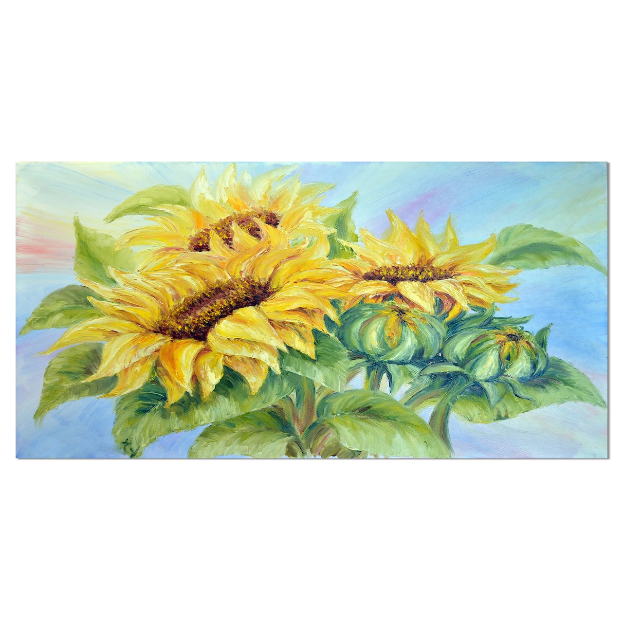 Designart - Three Sunflowers - Floral Art Canvas Print